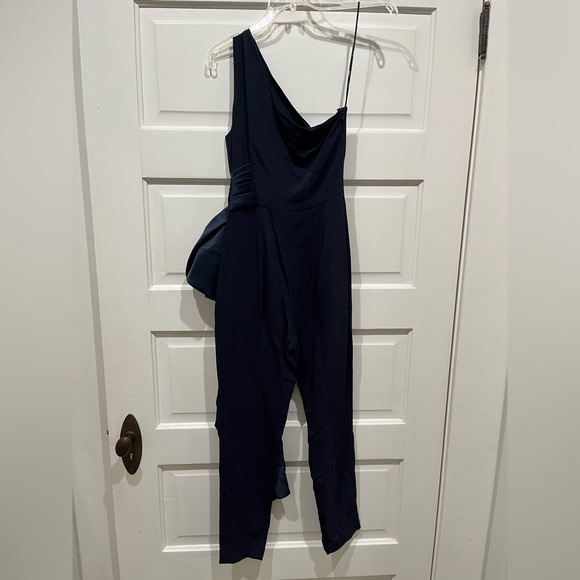Cushnie one shoulder crepe jumpsuit. Midnight blue. Size 0. New with tags. - Picture 6 of 13
